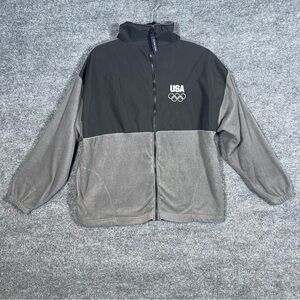 Team‎ USA Olympic Committee Large Gray Black Embroidered Full Zip Fleece Jacket